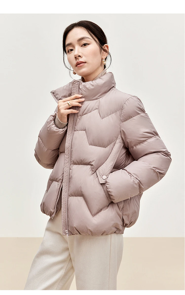 SENTUBILA Women's Short Down Puffer Jackets 2026 Light Weight Stand Neck Zipper Winter Duck Down Coat Female Clothing W44Y56637