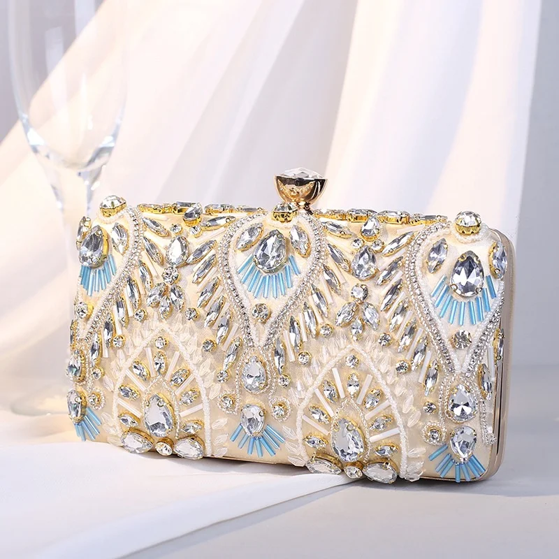 New Women Evening Clutch Bags Beads Wedding Wallets With Chain Diamond Party Dinner Wallets Mini Chain Bags Drop Shipping
