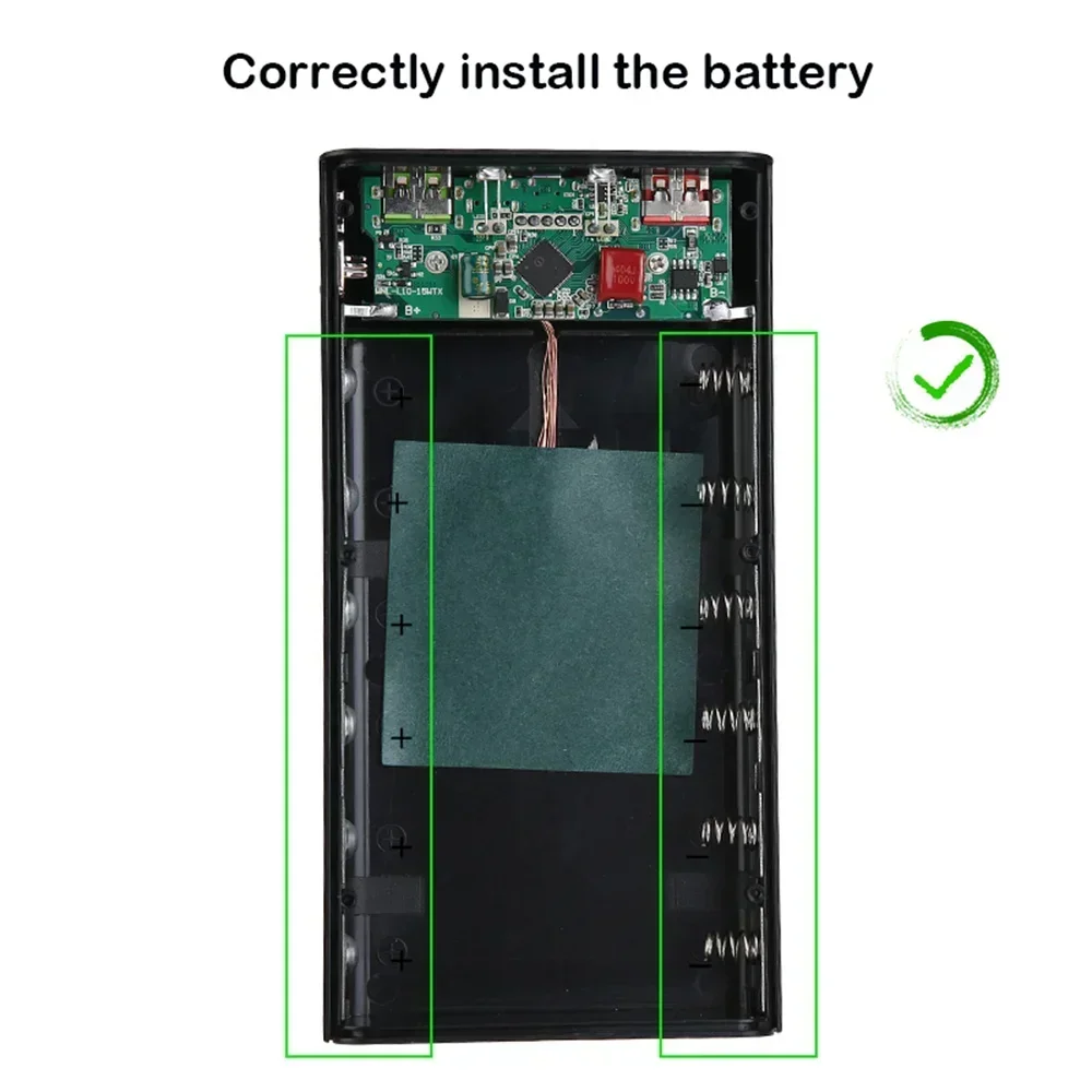 Supporto per banca di potere Custodia a conchiglia fai-da-te 21700 Custodia a conchiglia per batteria Organizzare la scatola del caricabatteria Doppio USB 6x21700 con luce a LED - immagine 5