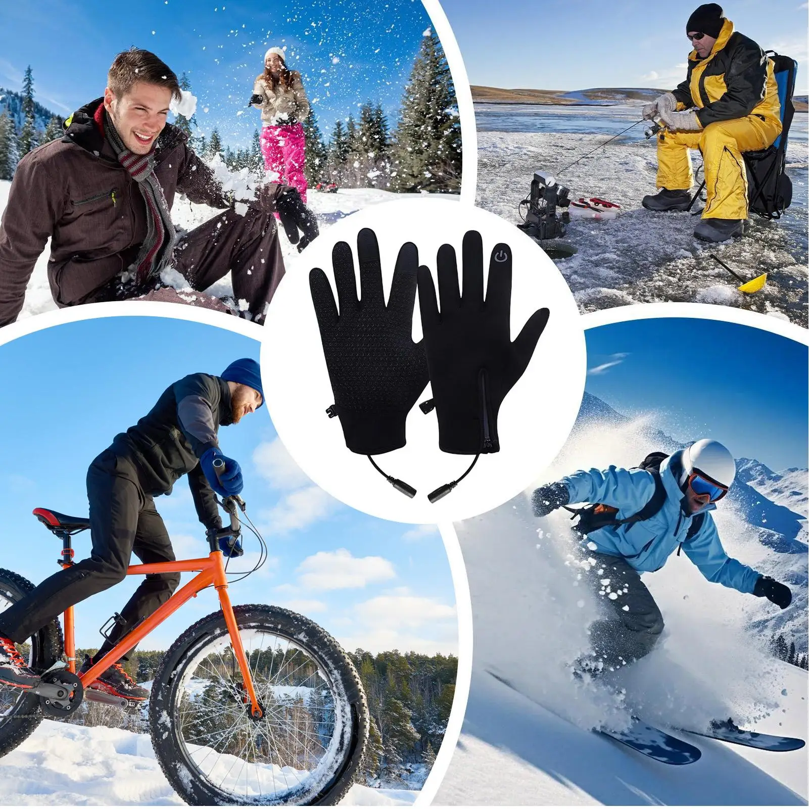 Heating Gloves Touchscreen Winter Gloves USB Heating Thermal Mittens For Cycling Skiing Mountaineering Winter Outdoor Cold