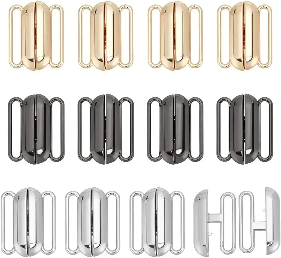 12 Sets 3 Colors Front Closing Bikini Clasp Clicker Closure 1'' Bra Closure Alloy Bikini Hook Closure Garment Clasps Buckle kit