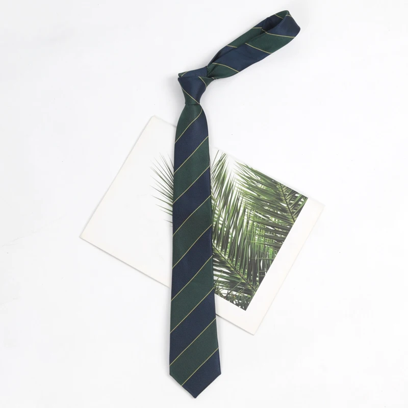 Ties for Men Women Fashion Wholesale Dark Green Navy Blue Stripe Male Polyester JK Necktie ​Party Wedding Clothes Accessories