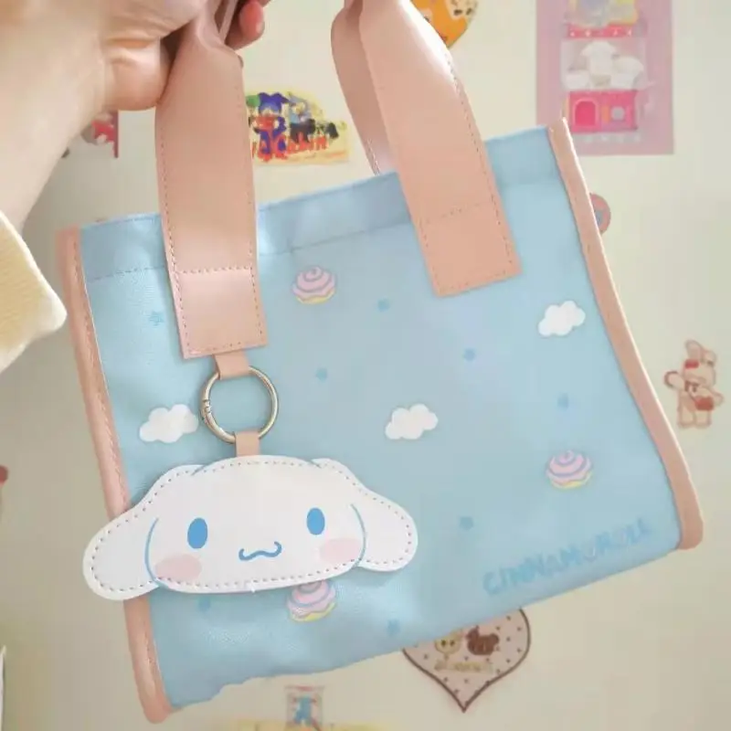 

Kawaii Sanrio Accessories Bento Bag Cinnamoroll Cute Beauty Tote Bag Canvas Bag Portable Large Capacity Storage Bag Girls Gift