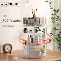 360 degree rotating transparent cosmetic storage box, desktop dressing table, skincare products, lipstick brushes, storage rack 1