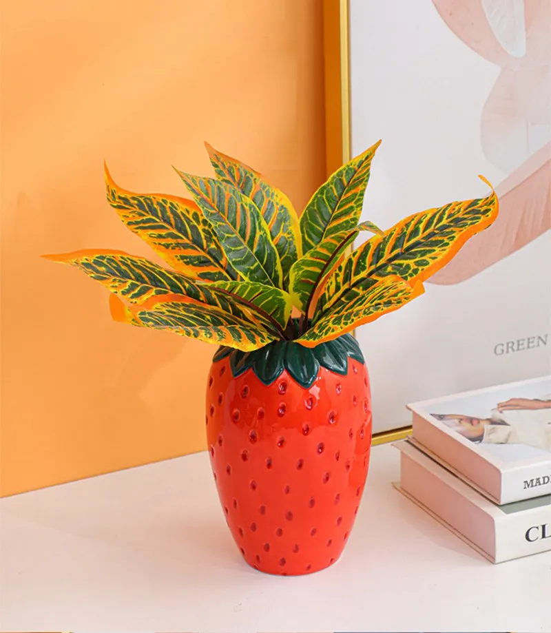 Ceramic Strawberry Flower Vase