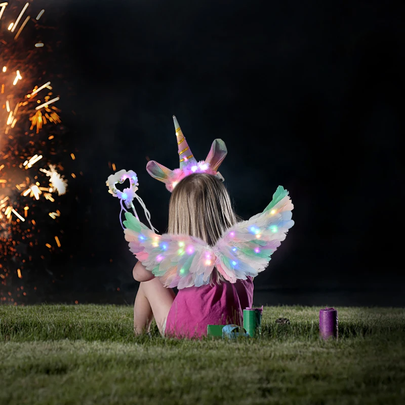 

1piece Angel LED Wings Glowing Unicorn Adult Children LED Fairy Stick Role Playing Props Birthday Wedding DIY Photography Tool