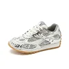 Women's luxury flat sneakers, patchwork leather shoes, optical sole, air mesh, running and walking, couples wear, fall 2024 5