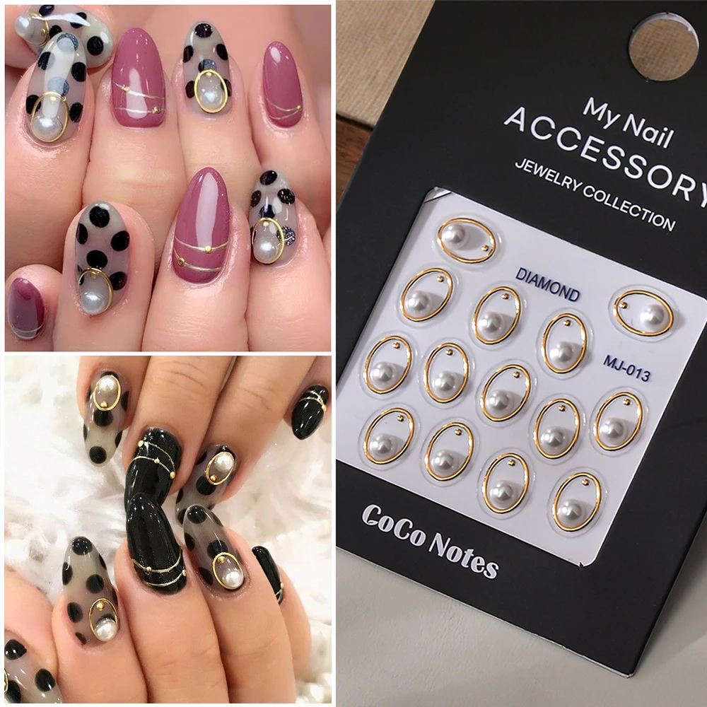 5D 엠보싱 스티커가 있는 네일 팁, 블랙 리본, 달콤하고 시원한 네일 아트 데..