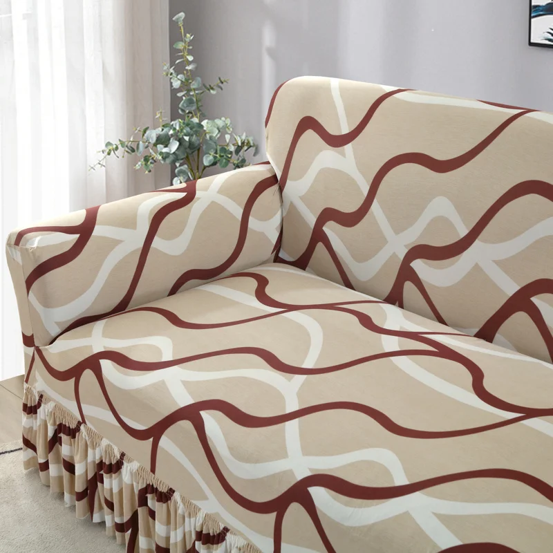 1 pack elastic pleated skirt sofa cover all-inclusive sofa cover universal simple modern sofa protective cover suitable for living room study bedroom hotel hotel sofa cover 6