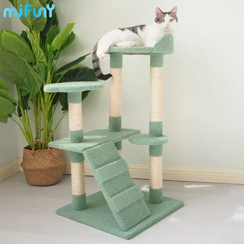 

MiFuny Cat Tower Green Cat Tree House Sisal Hemp Cat Scratcher Pets Multi Layer Cats Scratching Post Jumping Platform Pet Toys