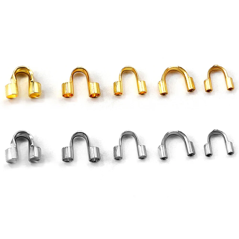 

ASON 100Pcs/Lot Stainless Steel U Shape Protectors Loops Crimp Beads Clasps Clip Connector For Diy Jewelry Making Supplies