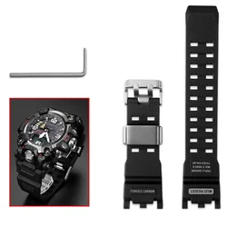 Men's Sports Waterproof Resin Watch Strap - Durable Replacement Band (Black silver pin)