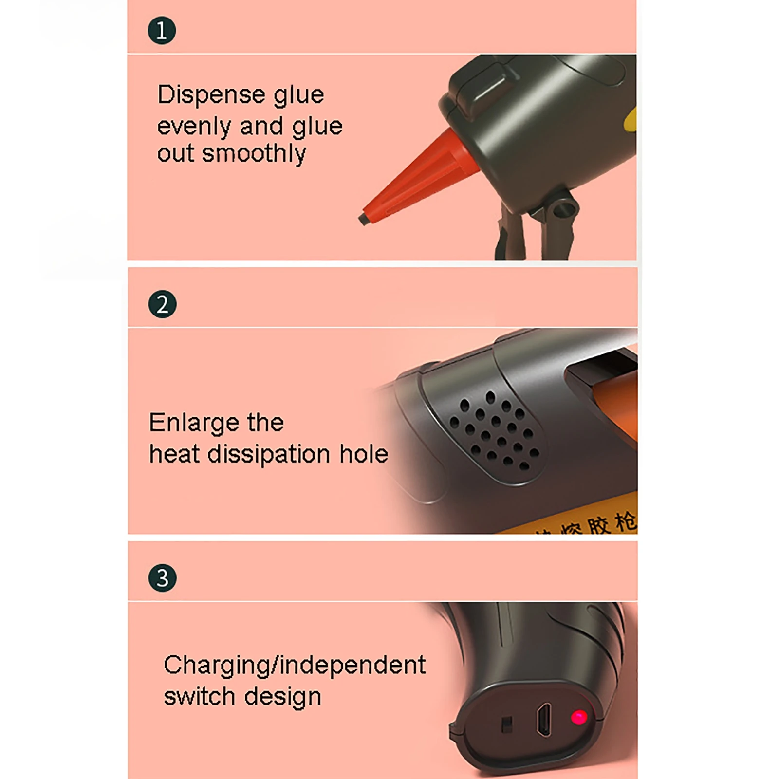 Hot Melt Glue Gun 3.7V Cordless With 30pcs Glue Stick Wireless Hot Melt Glue Tool Craft DIY Repairing Stick Tool Home DIY 6