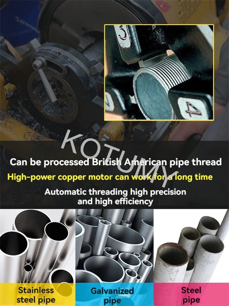Electric Threading Machine Fast Speed High Precision Long Service Life Long Power Pipe Cutting And Threading Machine 220V