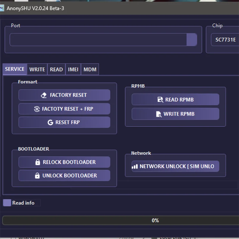 AnonySHU Tool 6,12개월간 삼성 노키아 MTK SPD KG MDM 잠금 해제 지원