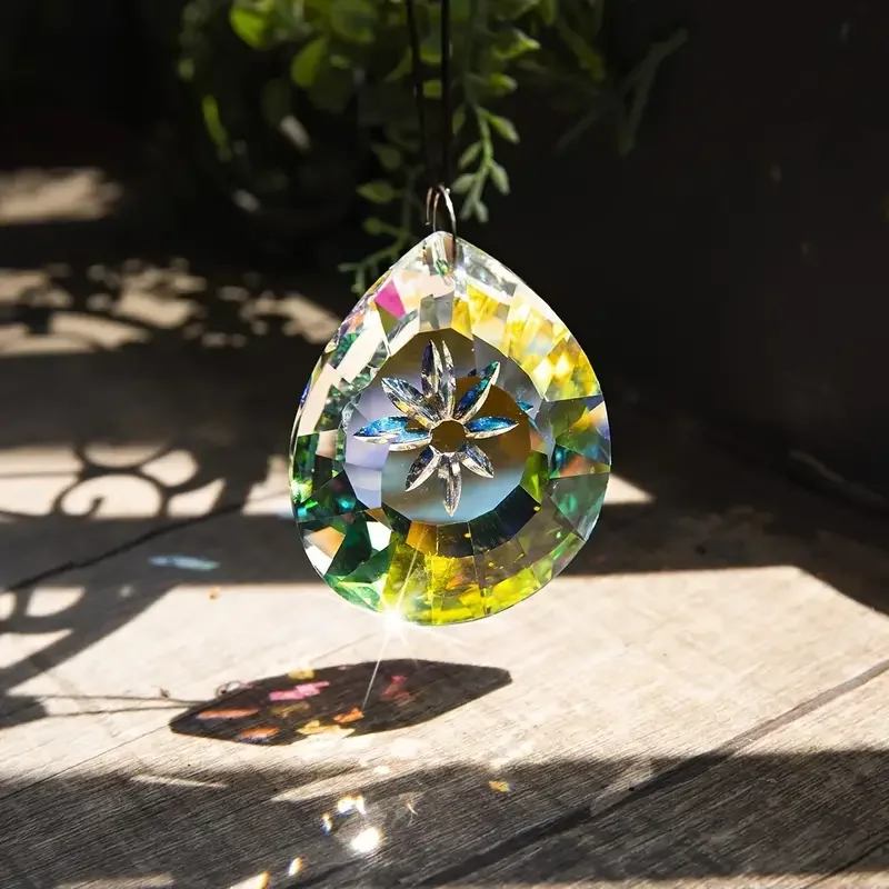 1pc Crystal Rainbow Trap, hanging prism chandelier, colorful light refracting decoration, home and garden accessories