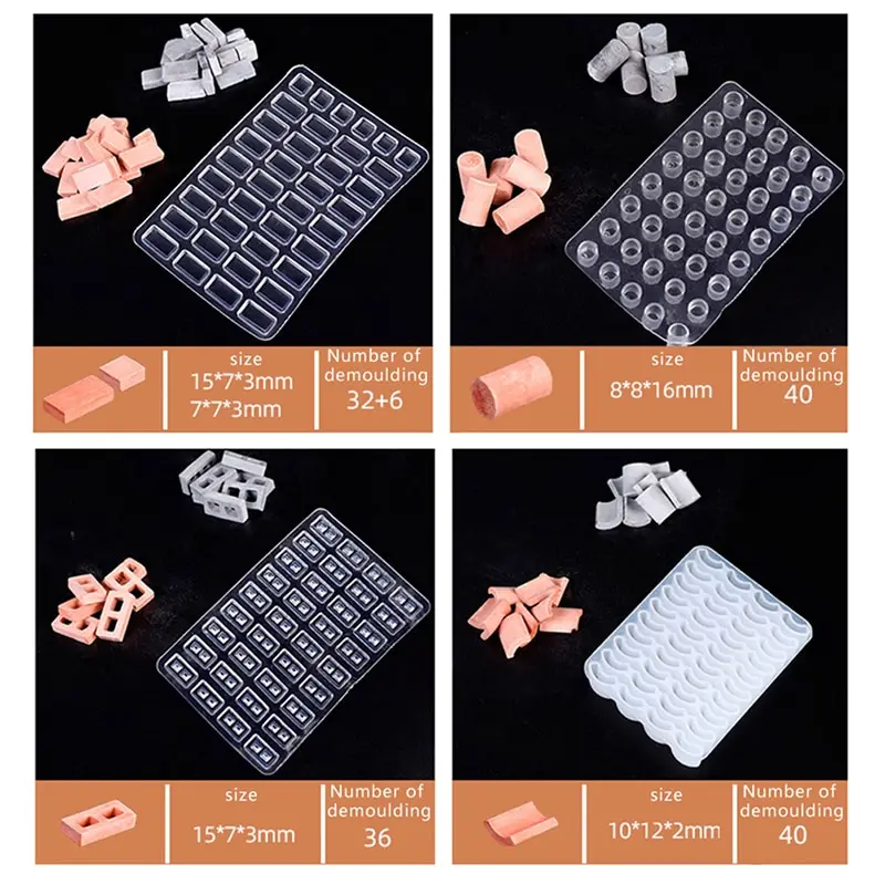 Mini Silicone Mold Mini Small Brick Brick Mold Sand Table Construction Making Mini Silicone Mold Cement Model Small House Handmade Diy