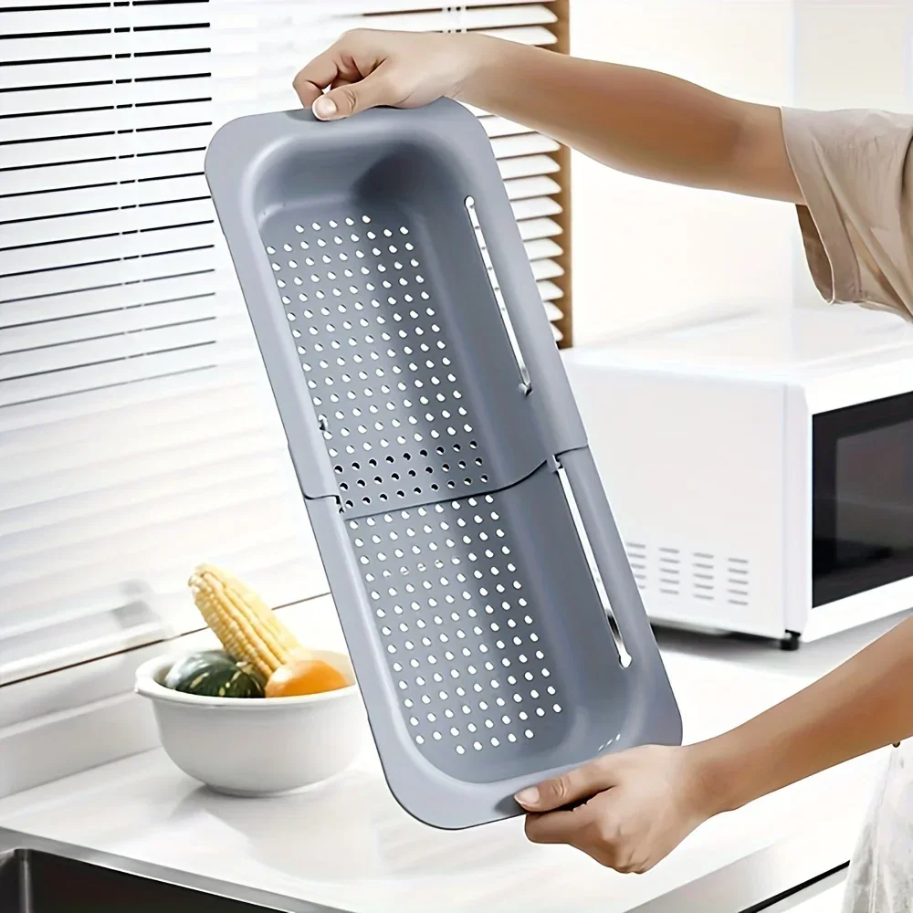 야채, 과일 세척용 접이식 플라스틱 필터 바구니, 식기 건조기, 주방 싱크대 정리함