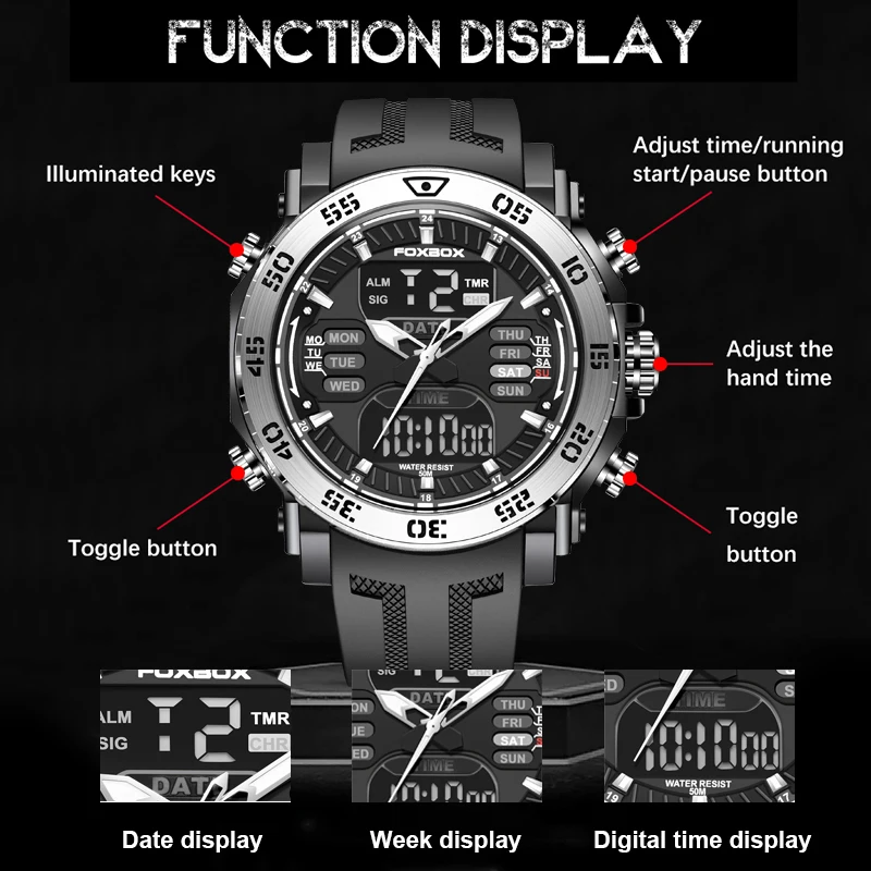 LIGE New Fashion Sport Watches For Men Top Brand Luxury 50M Waterproof Wristwatch LED Alarm Stopwatch Clock Military Men Watch