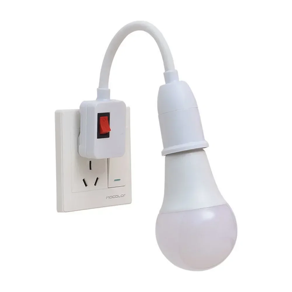 Stainless Steel E27 Lamp Base Adapter with On/Off Switch for EU US Plug