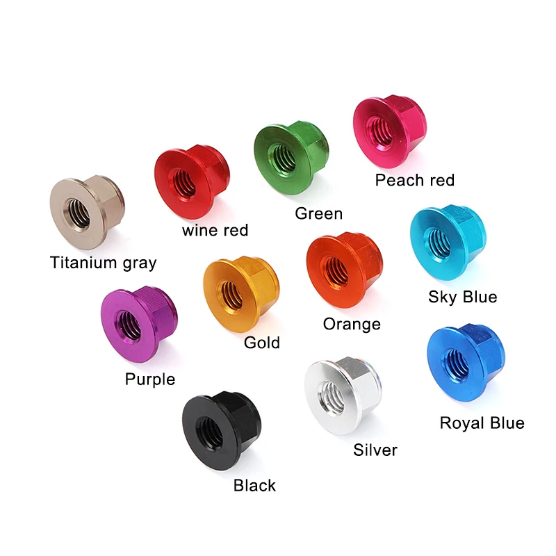 Colorful Aluminum Alloy Self-Locking Flange Nut with Nylon Insert