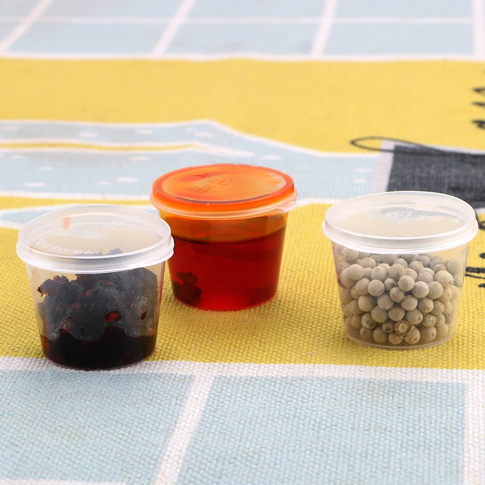 100Pcs Chutney Chili Sauce Cups Disposable Sauce Pot Plastic Clear Food