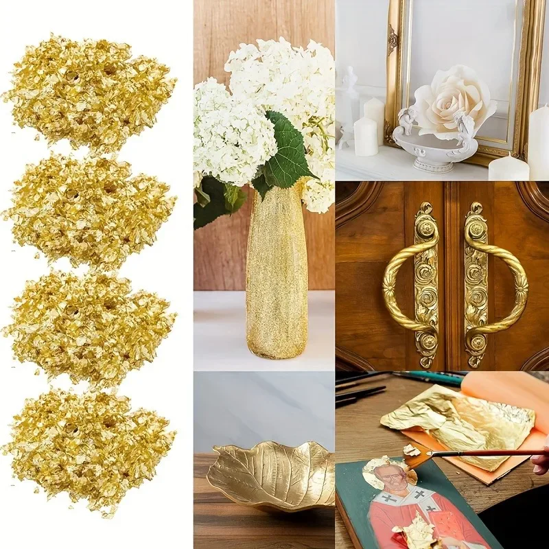 Golden Leaf Foil Leaf Sheets Gilding Foil Imitation Gold DIY Nails Art Painting Gilding Crafting Decor Resin Candle Plaster