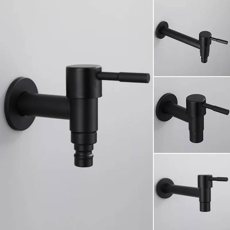 

Faucets Black Brass Wall Mounted Bathroom Corner Washing Machine Faucet Outdoor Garden Bibcock Bath Toilet Mop Pool Taps