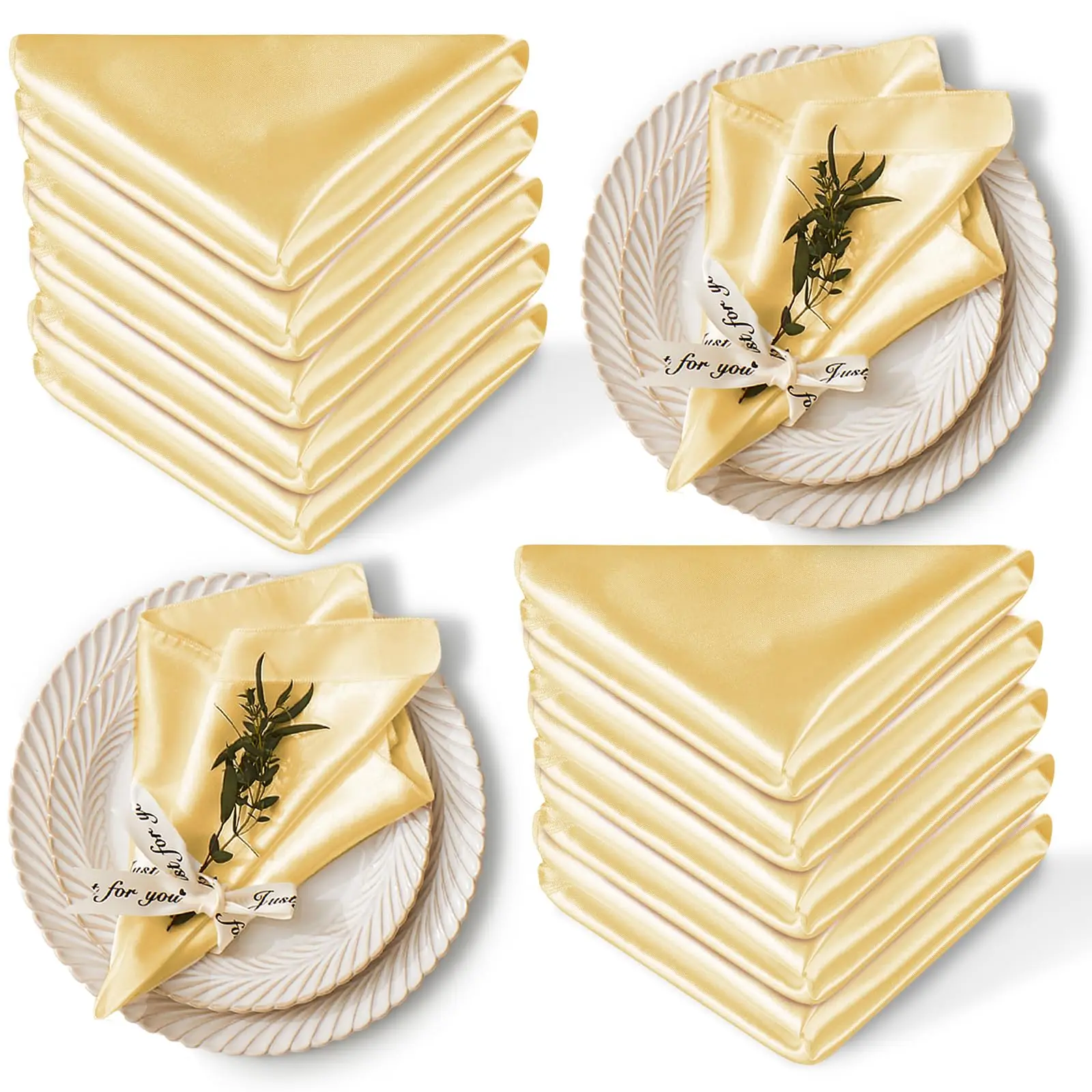 10Pcs Satin Napkins Soft Dinner Napkins Square Table 43x43cm for Restaurant Weddings Party Dinner Decoration