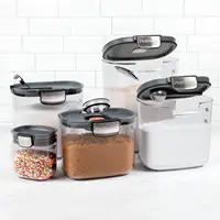 9 Piece Clear Plastic Airtight Food Flour and Sugar Baker's Kitchen Storage Organization Container Canister 1