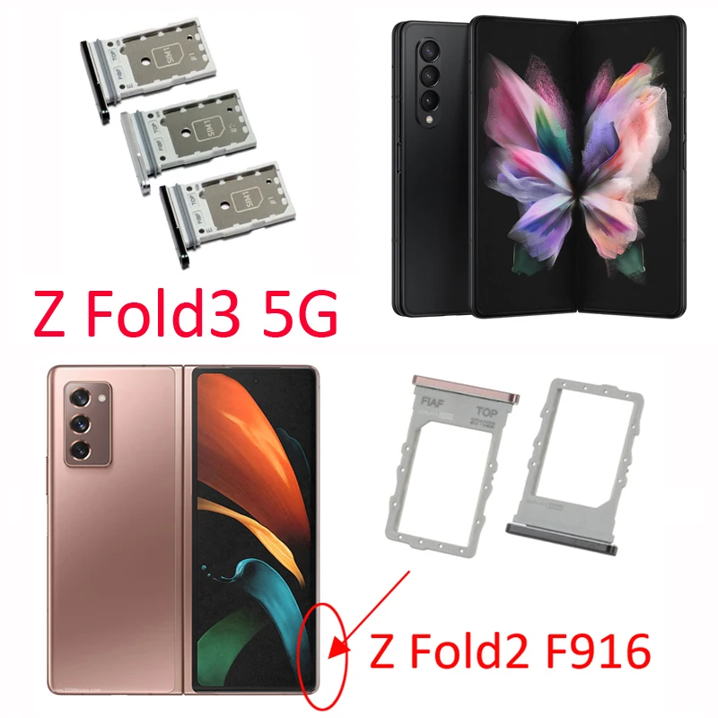 

For Samsung Galaxy Z Fold2 Fold3 Fold4 5G Original Phone Sim Chip Card Tray Slot Z Fold 2 3 4 F916 F926 F936 New Drawer Holder