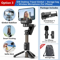 Enhanced Desktop Gimbal Stabilizer and Selfie Stick Tripod with Fill Light - With mic iPhone