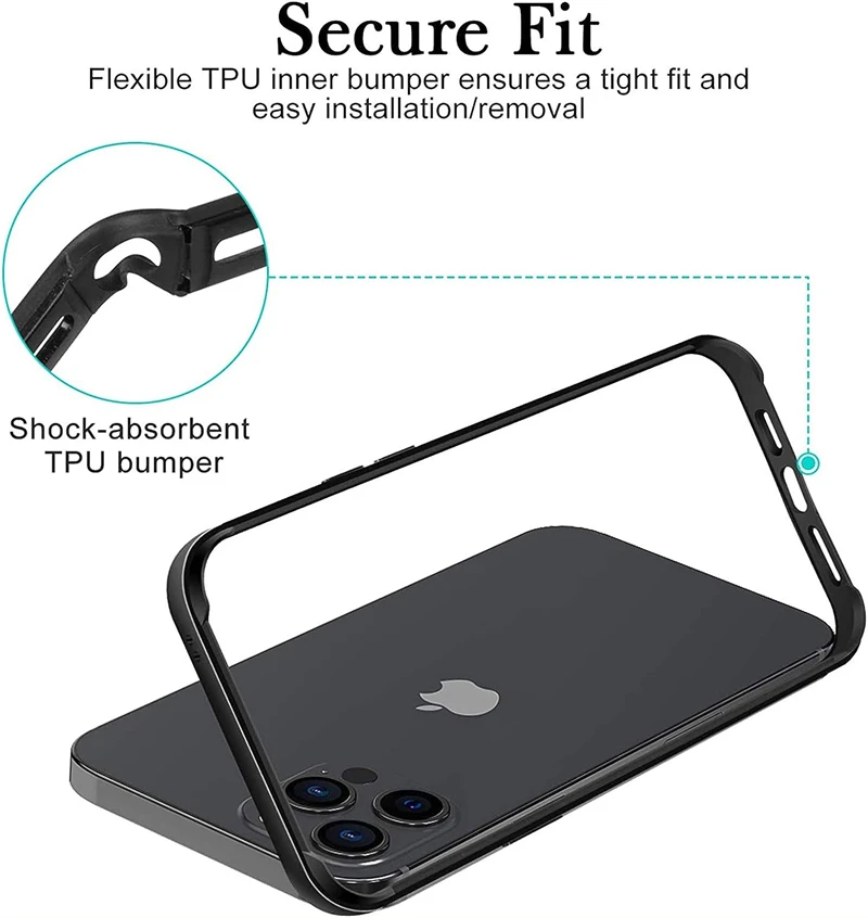 Sleek Aluminum Bumper Frame with Soft Silicone Inner Case - Slim Hard Cover