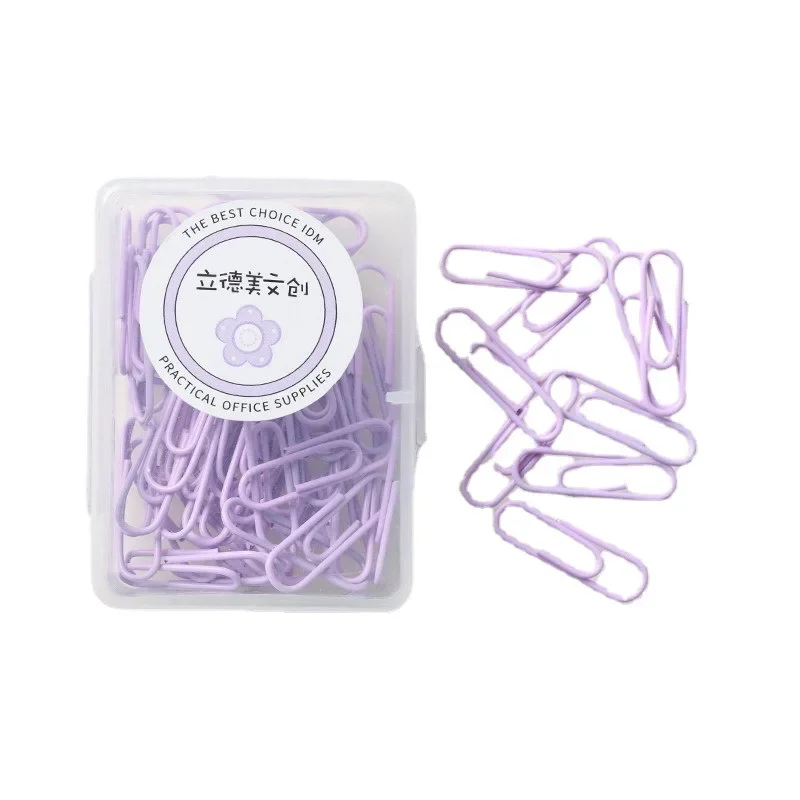1 Box Colored Paper Clip Metal Clips Memo Clip Bookmarks Stationery Office School Length 28mm/50mm paper clips