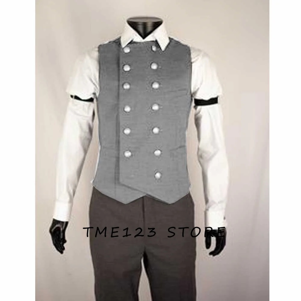 Men's Serge Double Breasted Casual Vest Vests for Women Steampunk Suit Male Formal Man Ambo Gothic Chaleco Wang Dress Waistcoat 4