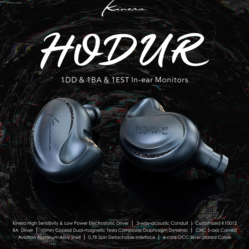 

KINERA Hodur 1DD+1BA+1EST Hifi Music Audiophile Studio Earphone In Ear Monitors Balanced Armature Dynamic Electrostatic Earbuds