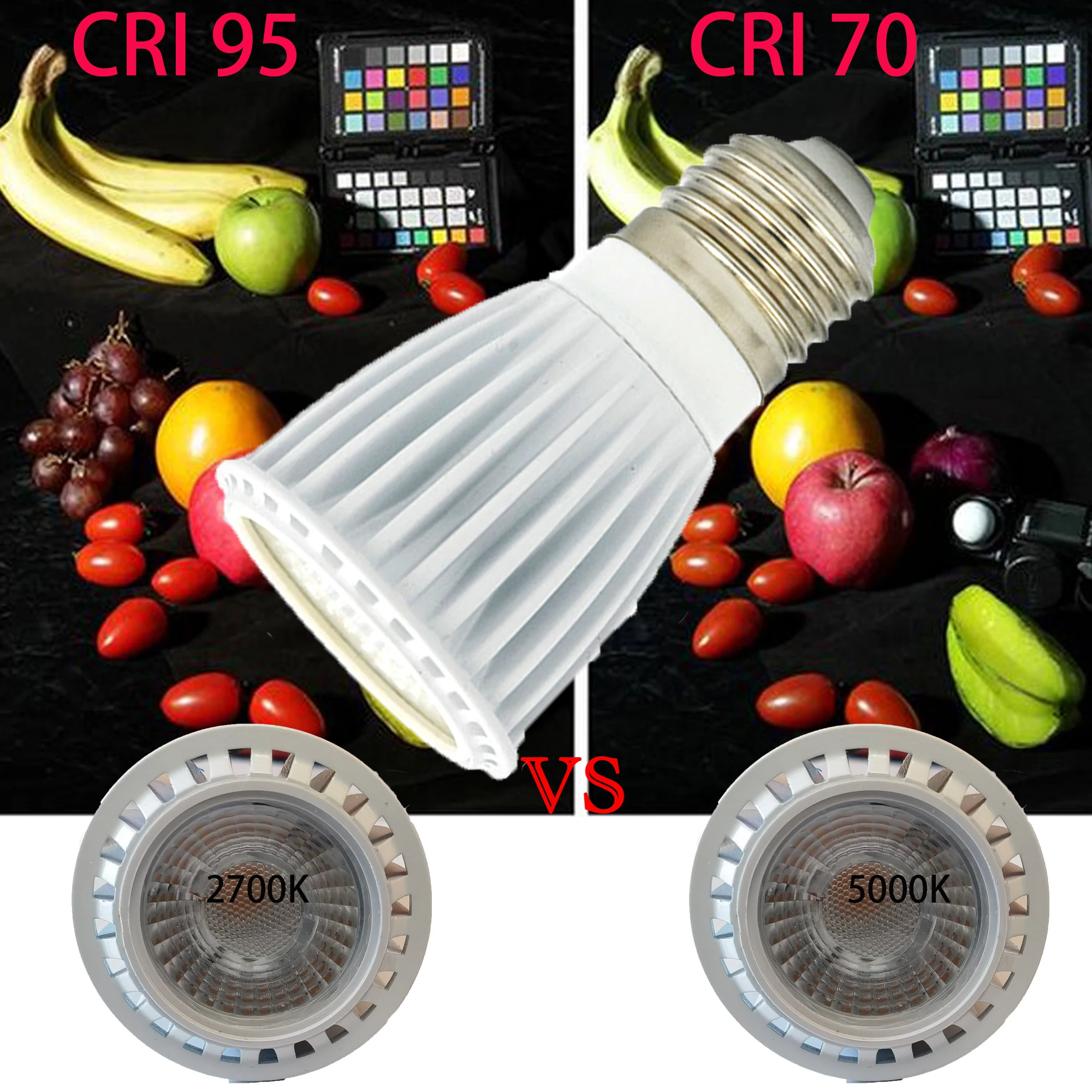 HIGH CRI RA95 Daylight White 7w 500lm-700lm E27 Dimmale 100-240V AC Cob Led Spotlight Led Lamp Bulb Lights for Photo Photograph