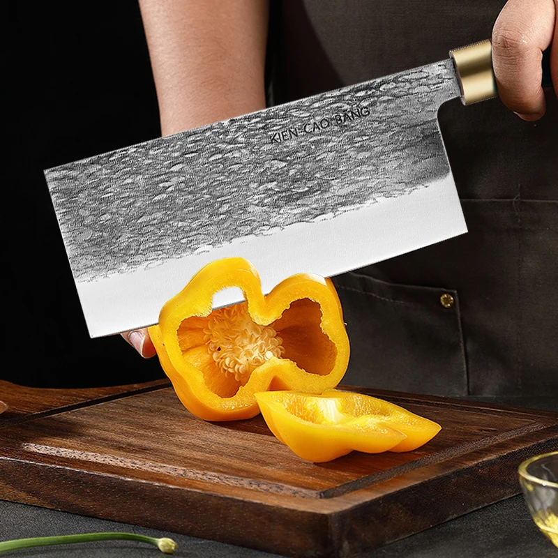 Professional Kitchen Chef Knife Hand Forged Steel Meat Vegetables Slicing Knife Wide Blade Butcher Cleaver with Gift Box