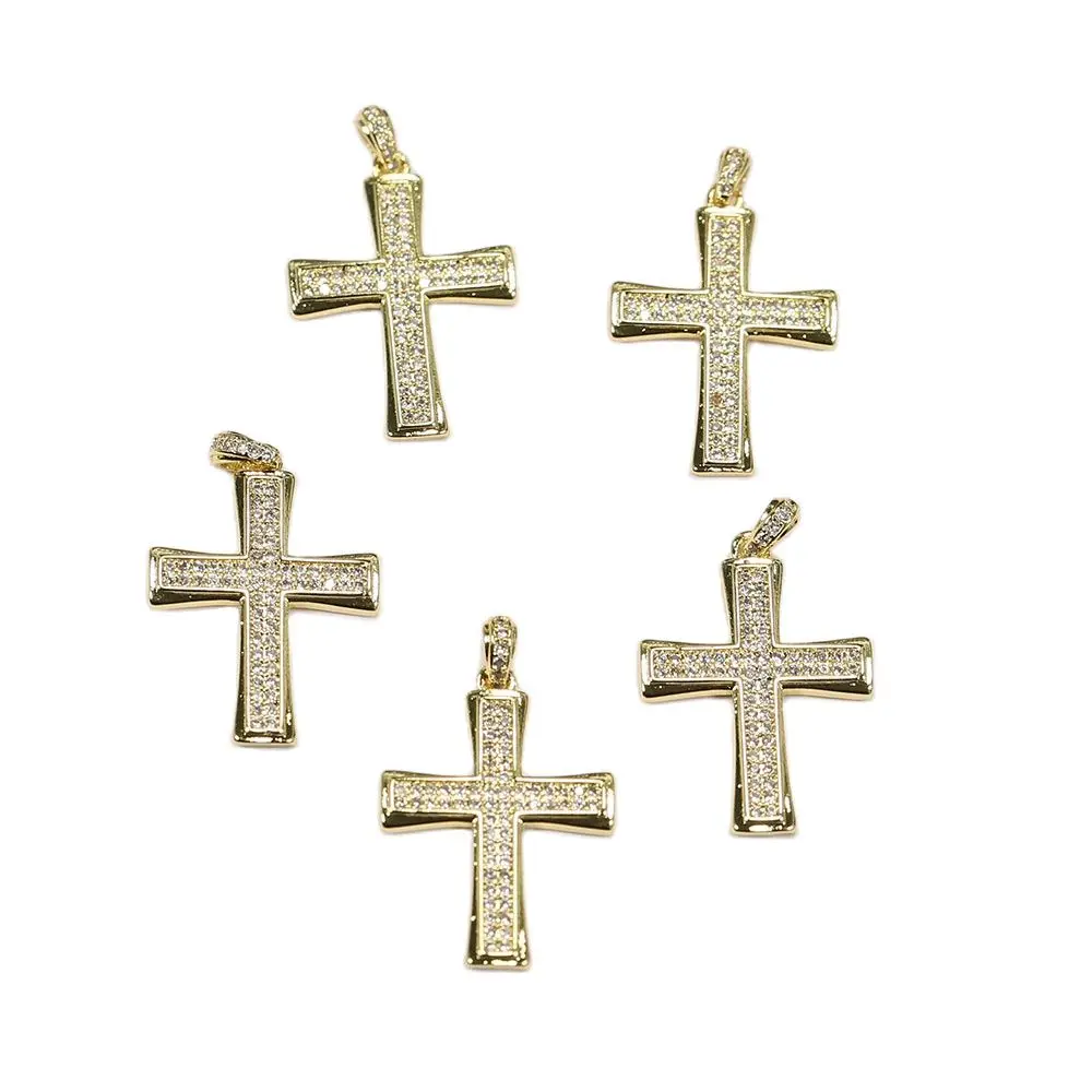 

APDGG 5Pcs Natural Micro pave CZ Paved Virgin Mary Crucifix Religious Cross Pendant Charms For Necklace Jewelry Making DIY