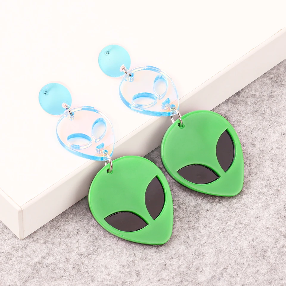 Holibanna Alien Orecchini Alien Stud Orecchini Alien Gioielli UFO Space Gioielli (verde