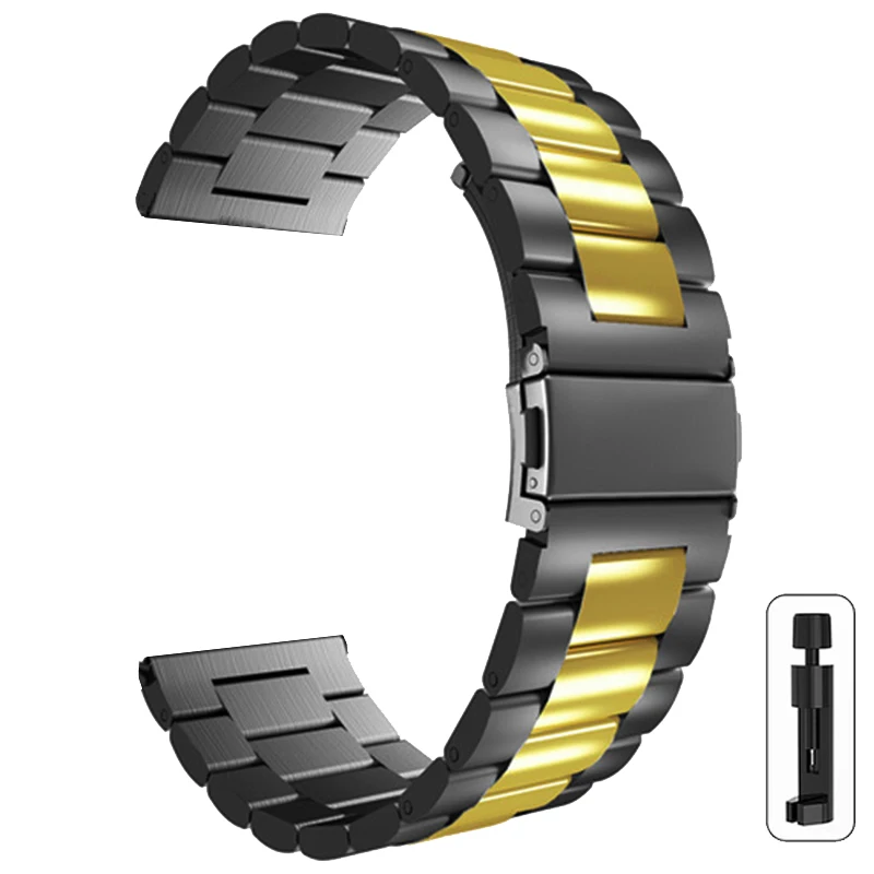 Enhanced Stainless Steel Metal Watch Band - 22mm/20mm Adjustable Strap