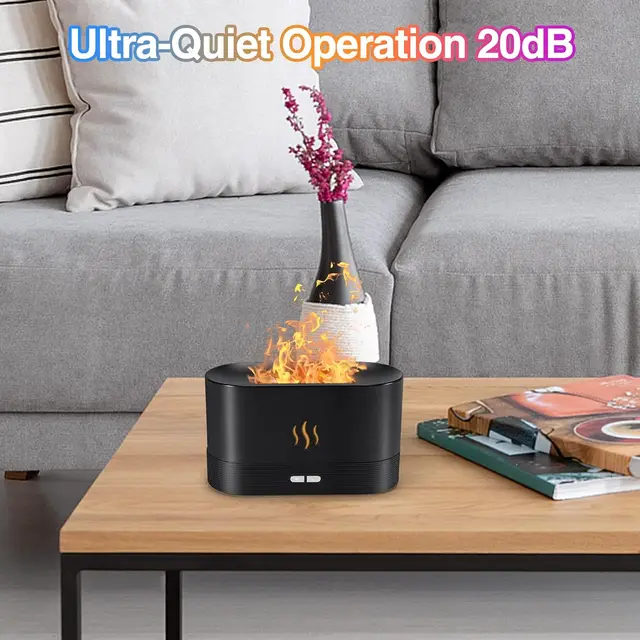 Aroma diffuser Air humidifier Ultrasonic cold mist atomizer Led essential oil simulation seven color flame lamp diffuser bedroom 6