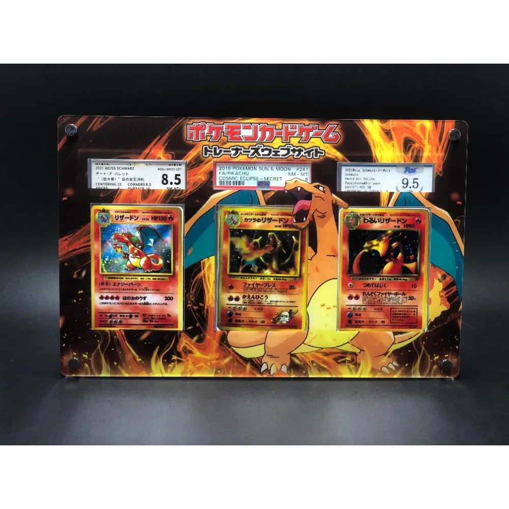 

Pokemon PTCG Charizard рейтинг карты кирпич три рамки Акриловая Карта стенд показывает Стенд набор карт не входит в комплект