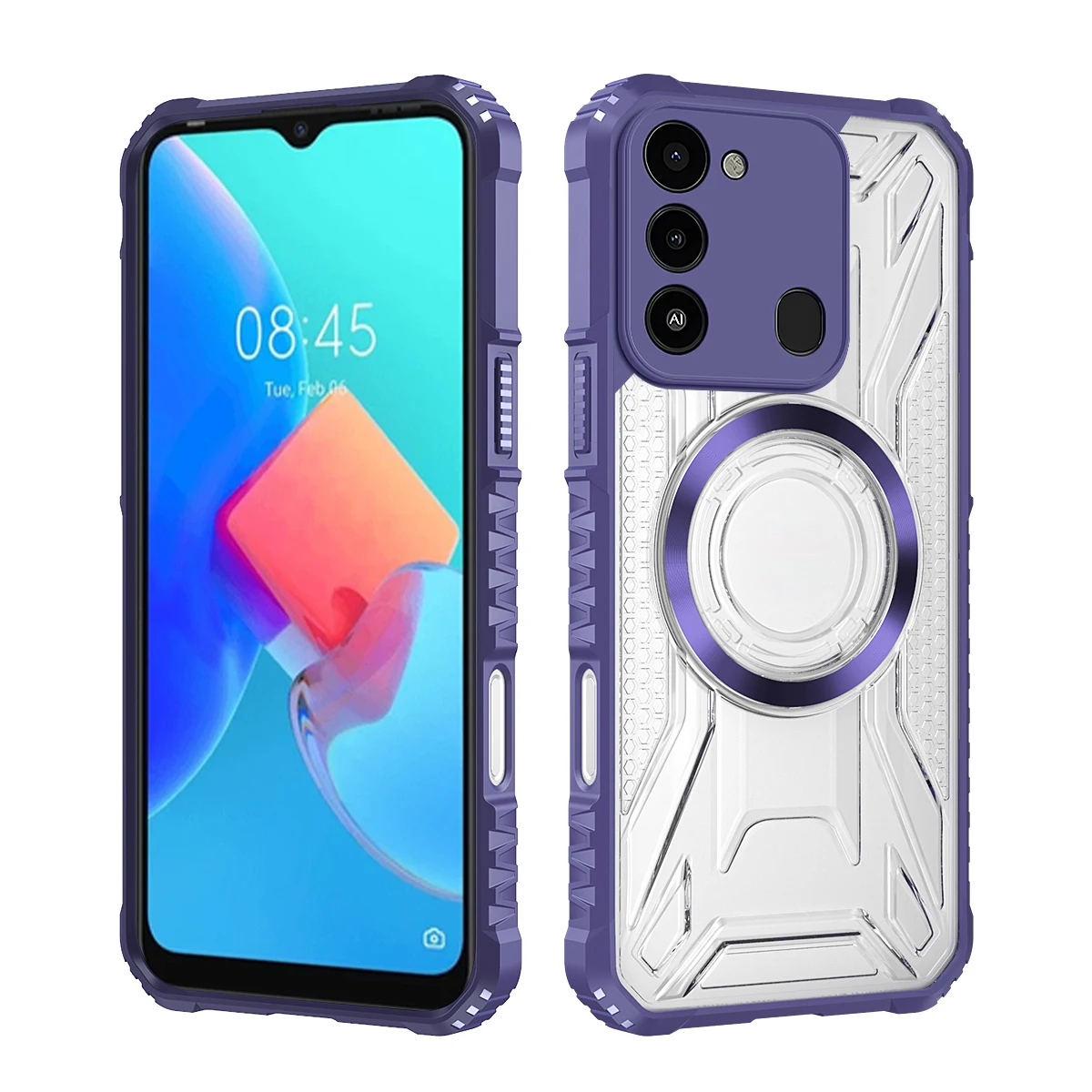 Heavy Duty Rugged Armor Case with Magnetic Design and Clear Back Cover