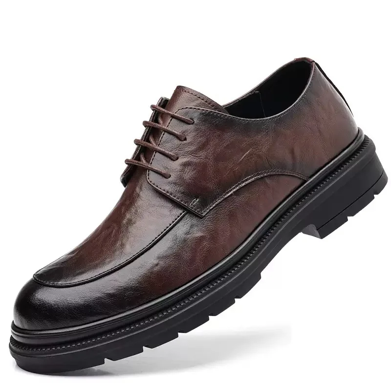 Men's shoes new spring and autumn British style leather shoes men's business dress big head cowhide work non-slip casual shoes