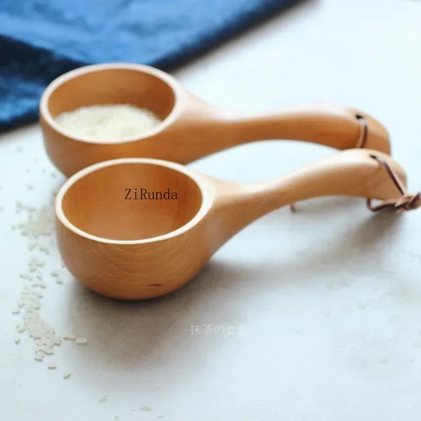 *Beech Scoop Solid Wood Short Handle Rice Scoop Water Bath Sauna Kitchen Bucket Spoon