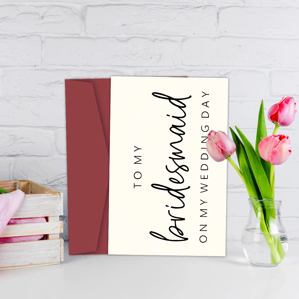 1 Set To My Bridesmaid On My Wedding Day Card Family Of The Bride Or Groom Cards-Wedding Party Card Thank You
