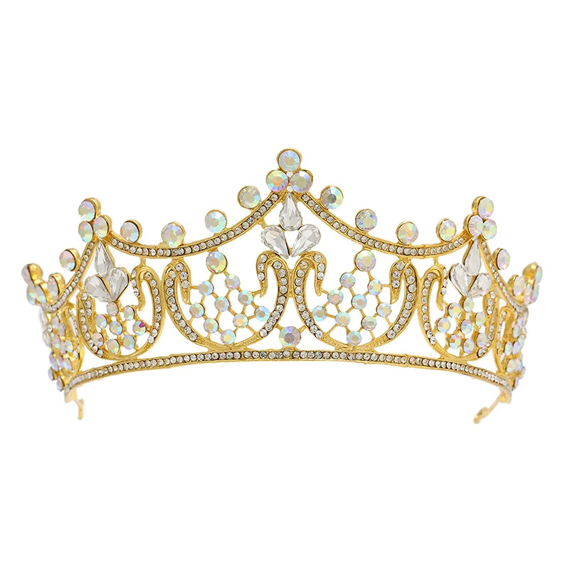 Baroque Vintage Gold Sliver Crystal Bridal Tiaras Queen Crown Women Rhinestone Pageant Diadem Headpiece Wedding Hair Accessories