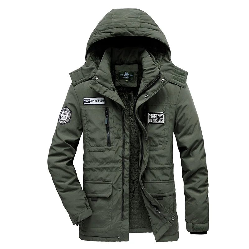 Winter Men's Long Parka Male Cotton-padded Jacket Fur Puffer Coats Mens Military Tactical Hat Detachable Outdoor Windbreaker