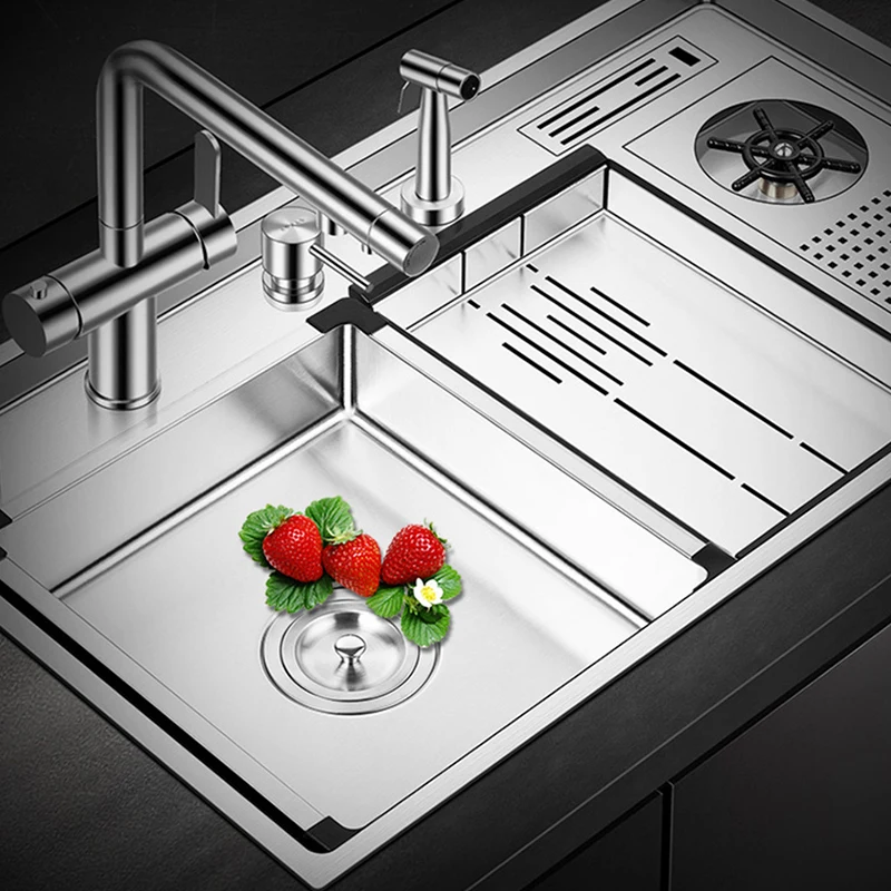 ASRAS New Large Size Cup Rinser Stepped Kitchen Sink SUS 304 Stainless Steel Handmade Brushed Kitchen Cup Rinser Stepped Sinks 4